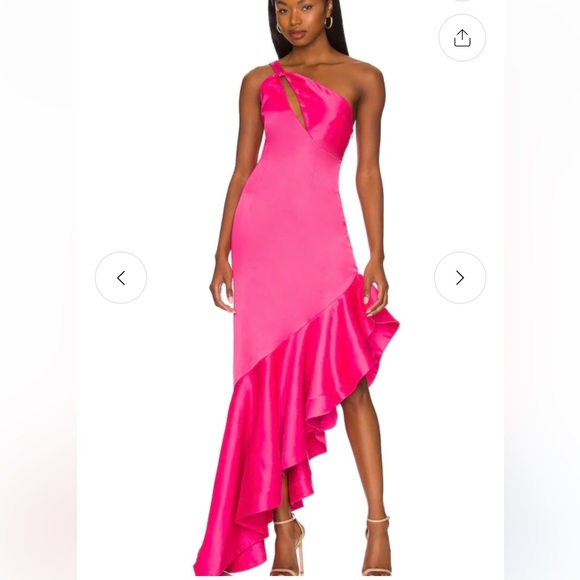 Lovers + Friends Dresses & Skirts - Lovers + Friends Hot Pink One-Shoulder Asymmetrical Ruffle Dress